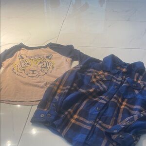 Combo two shirts Blue and Tan Plaid